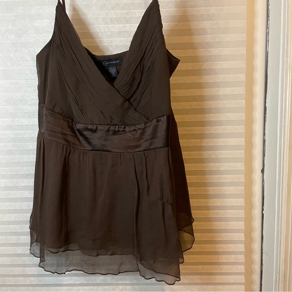 Brown silk tank